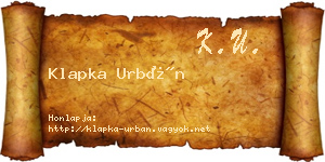 Klapka Urbán névjegykártya